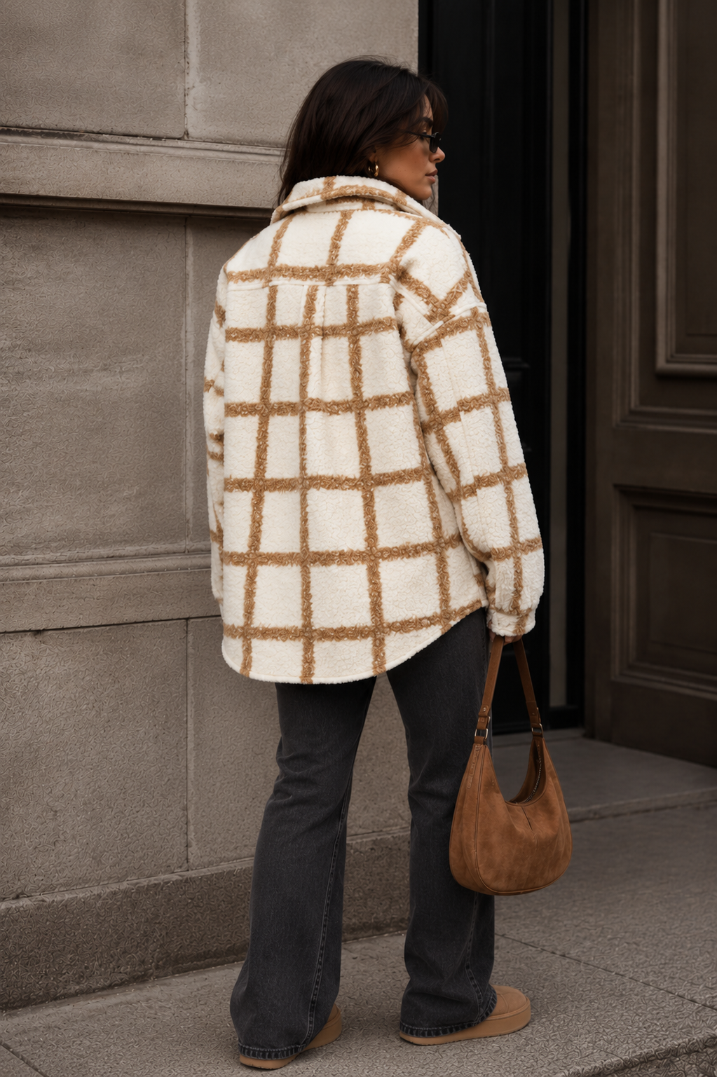 CLAWF0082: Manhattan Grid Oversized Wool Coat