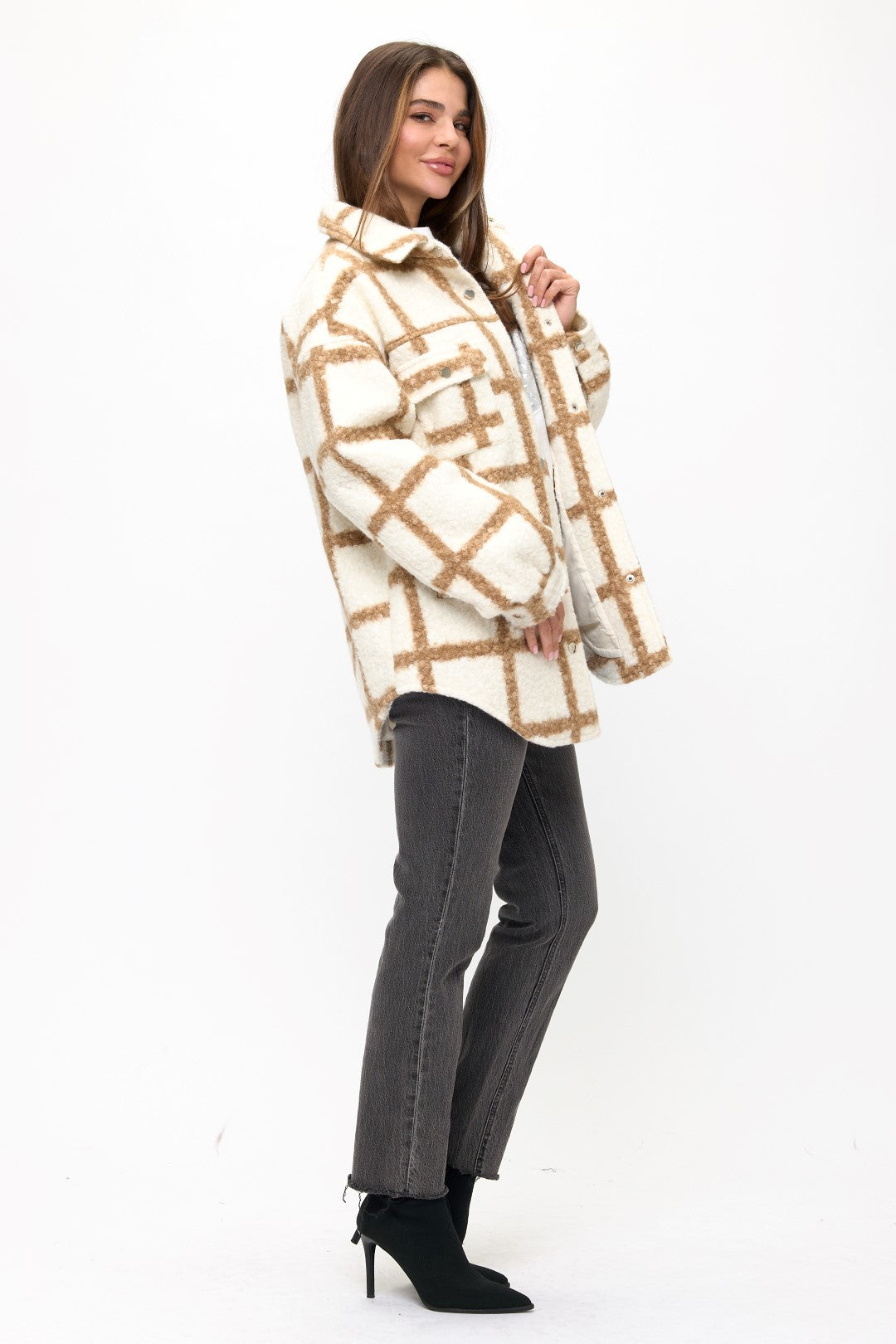 CLAWF0082: Manhattan Grid Oversized Wool Coat