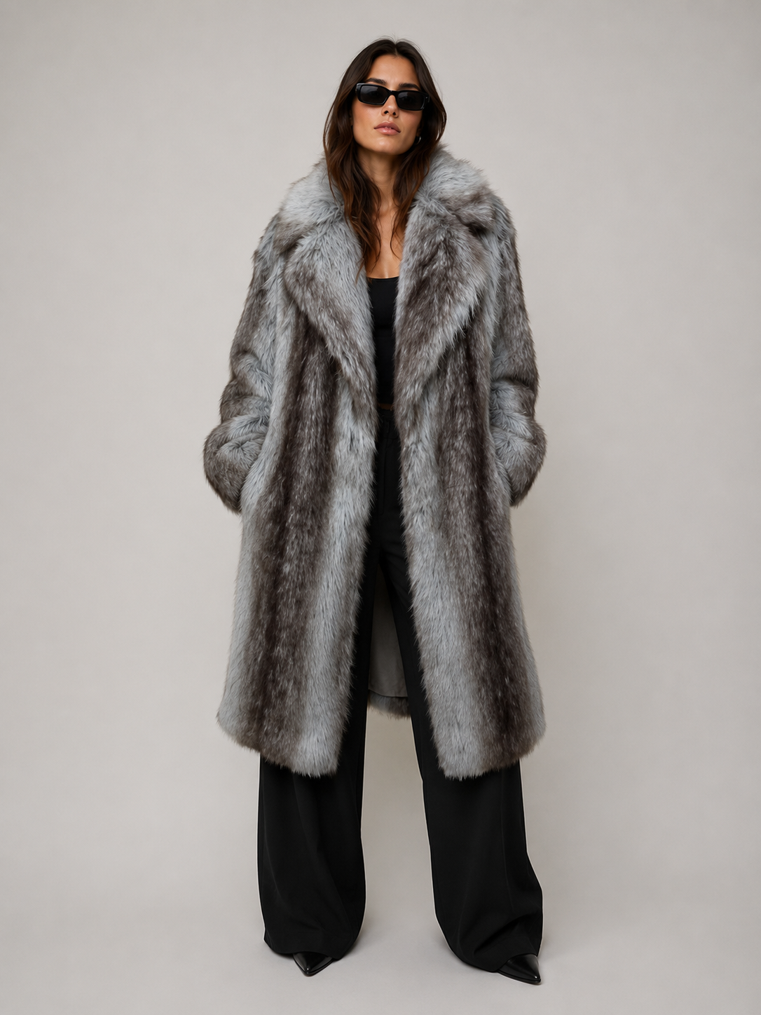 FC0217 - The Silver Frost Luxe Long Coat