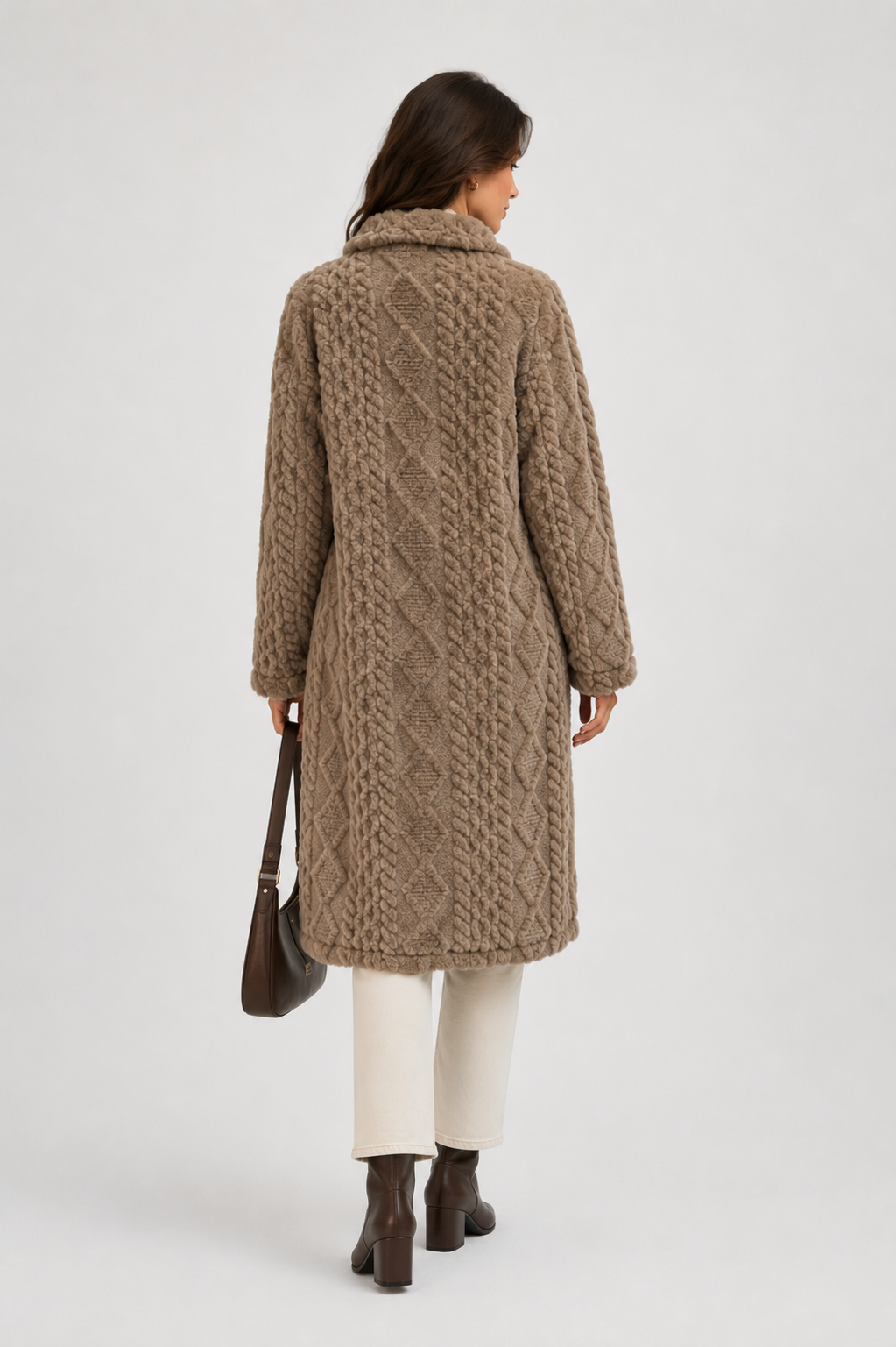 FJ0182 - Quilted Sherpa Long Button Jacket