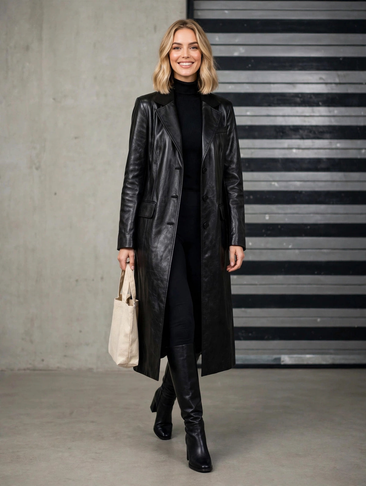 LC0227 - The Noir Longline Luxe Coat
