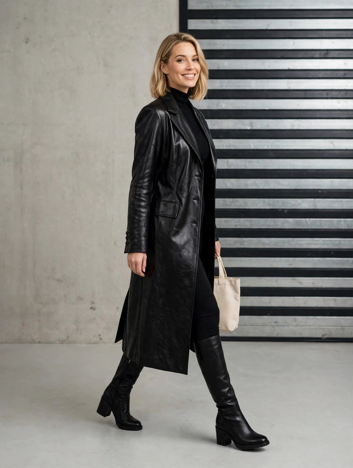LC0227 - The Noir Longline Luxe Coat