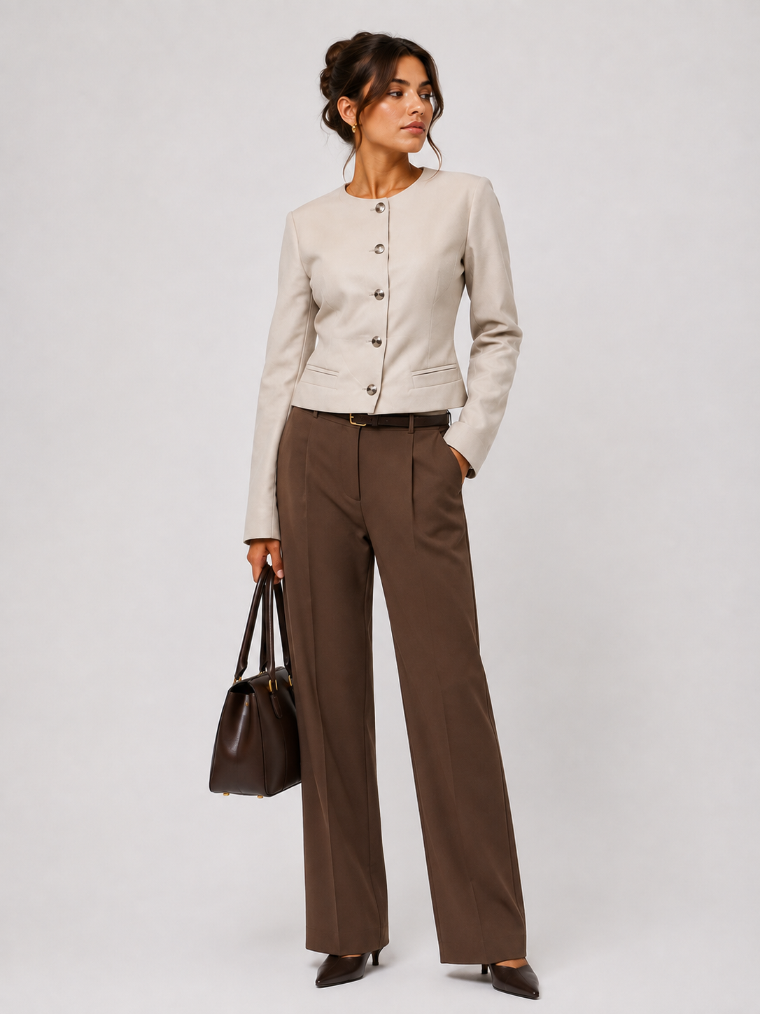 LJ0272 - The Marlowe Collarless Faux Leather Jacket