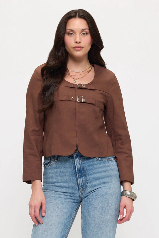 NJ002 - Double Buckle Cropped Jacket