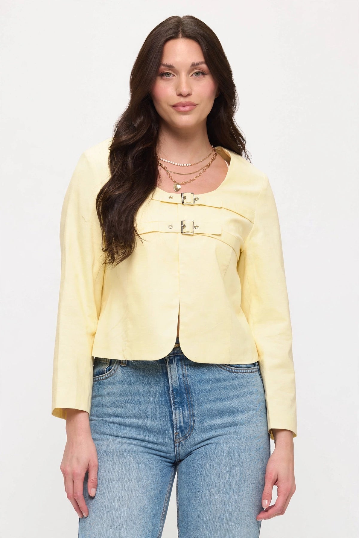 NJ002 - Double Buckle Cropped Jacket