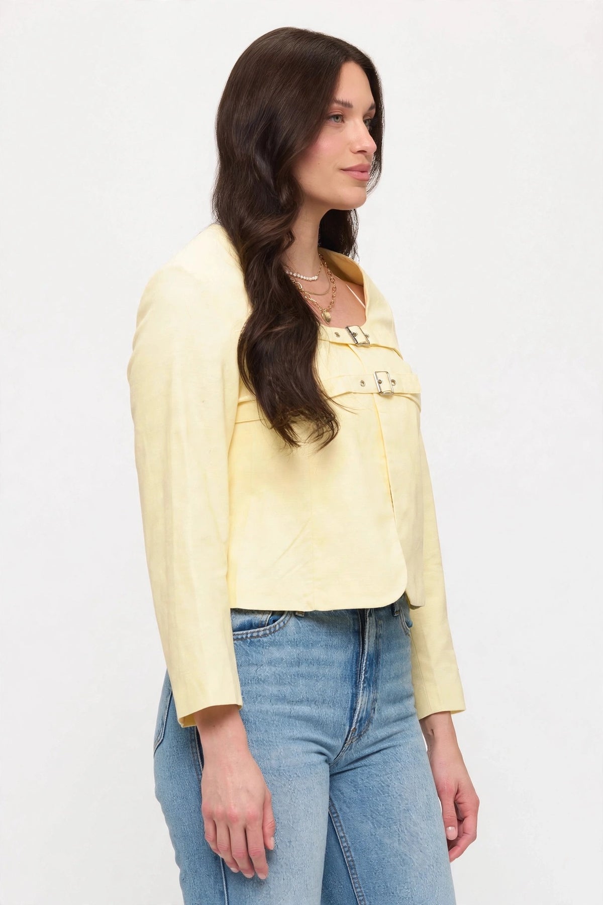 NJ002 - Double Buckle Cropped Jacket