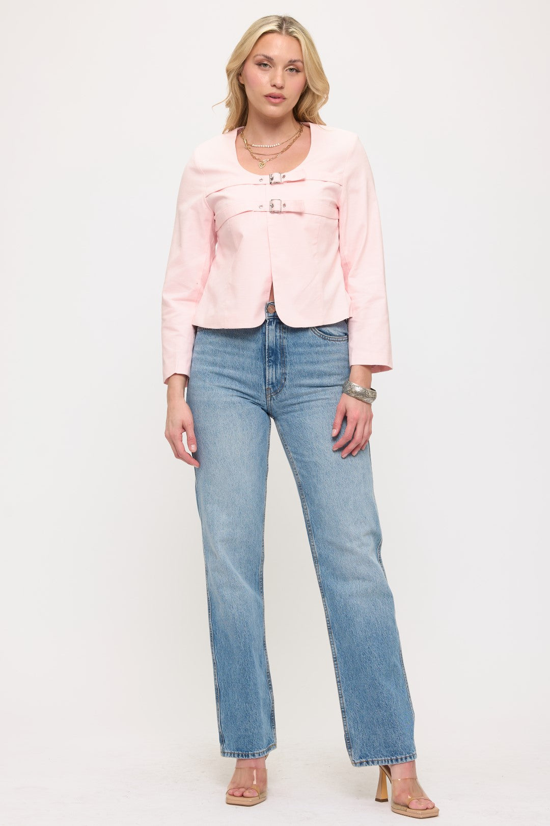 NJ002: Double Buckle Cropped Jacket