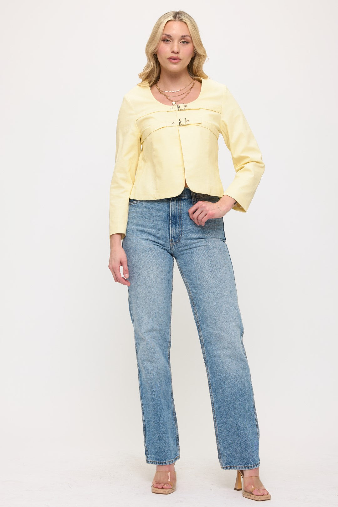 NJ002: Double Buckle Cropped Jacket