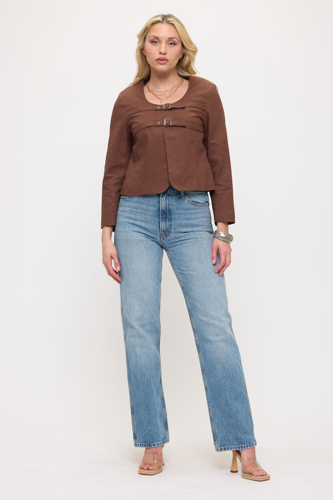 NJ002: Double Buckle Cropped Jacket