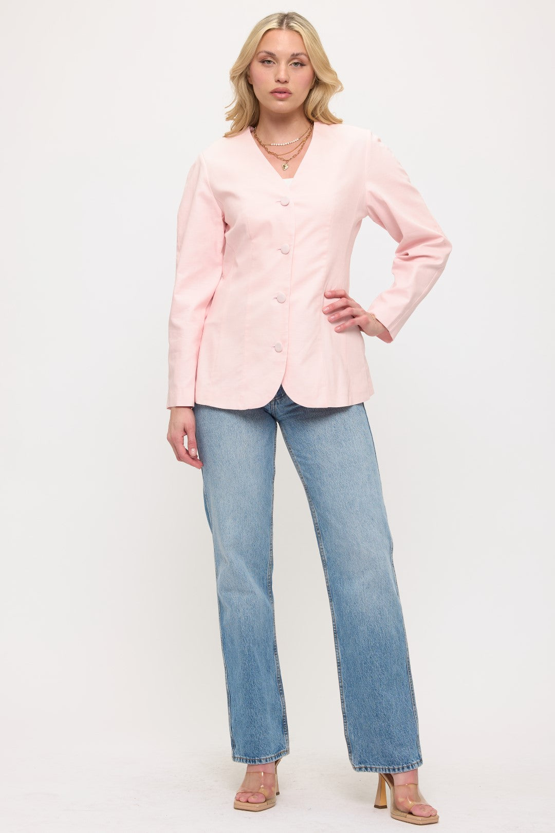 NJ003: Classic Button Front Balzer Jacket