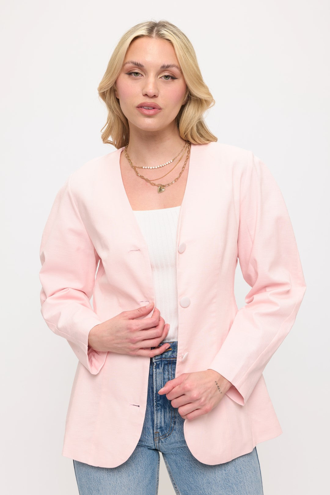 NJ003: Classic Button Front Balzer Jacket