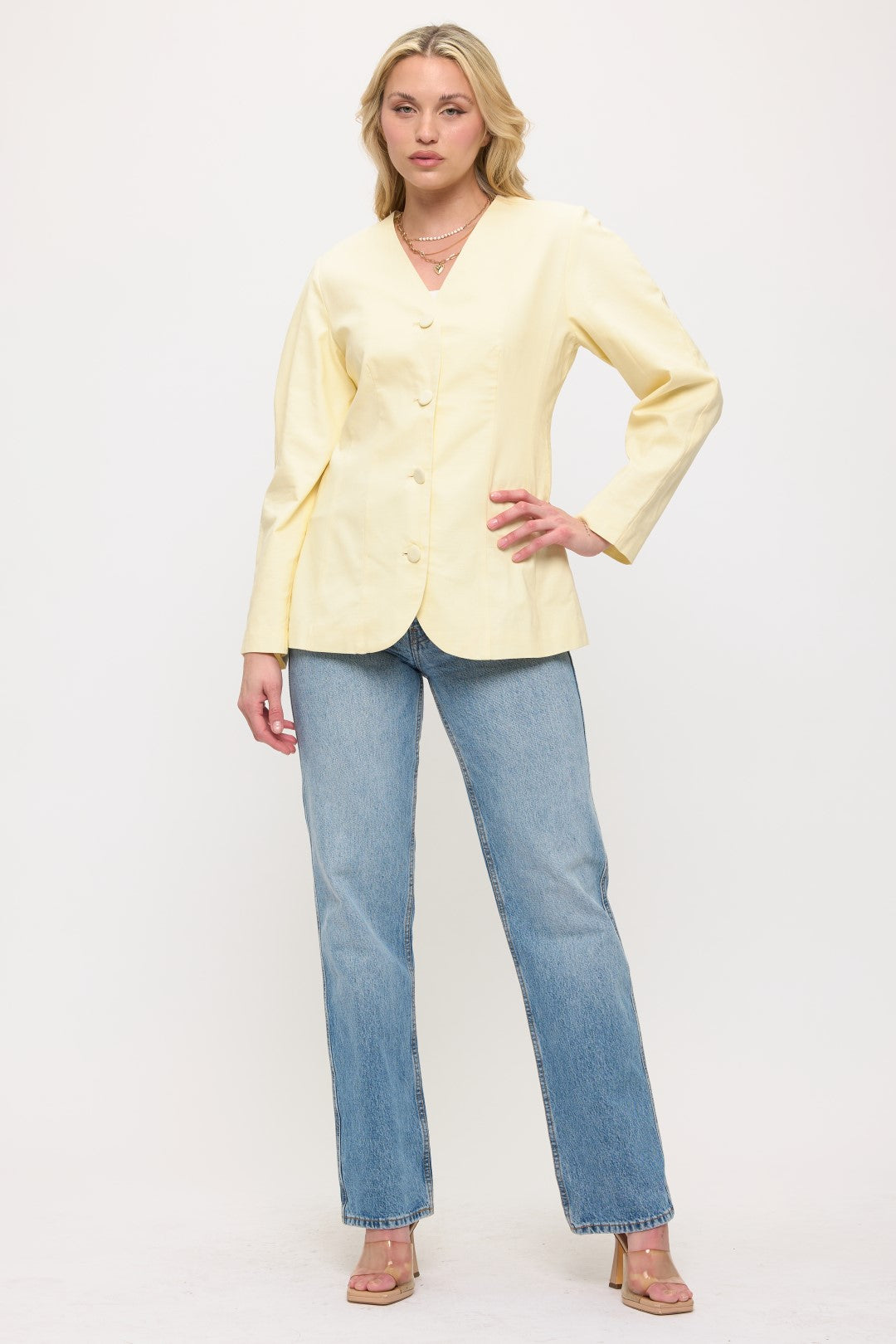 NJ003: Classic Button Front Balzer Jacket