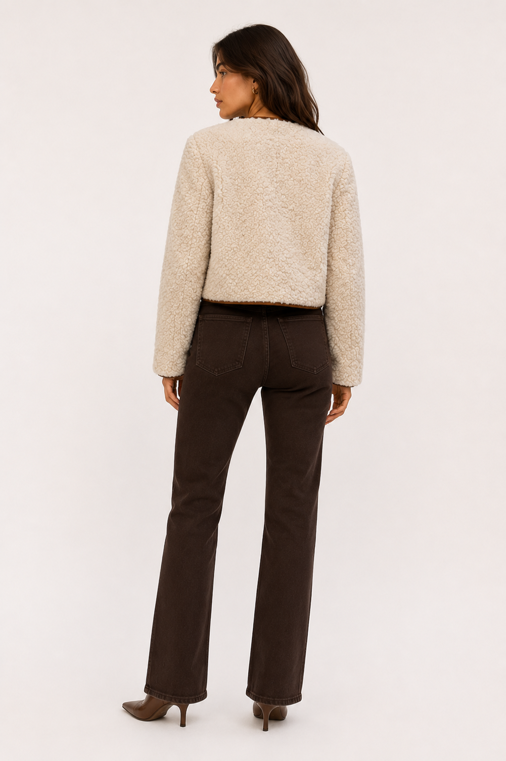 NJ0185: Plush Faux Fur Cropped Jacket
