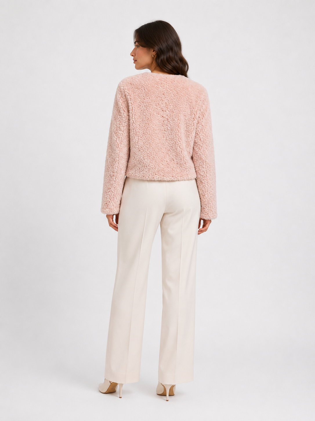 NJ0185: Plush Faux Fur Cropped Jacket
