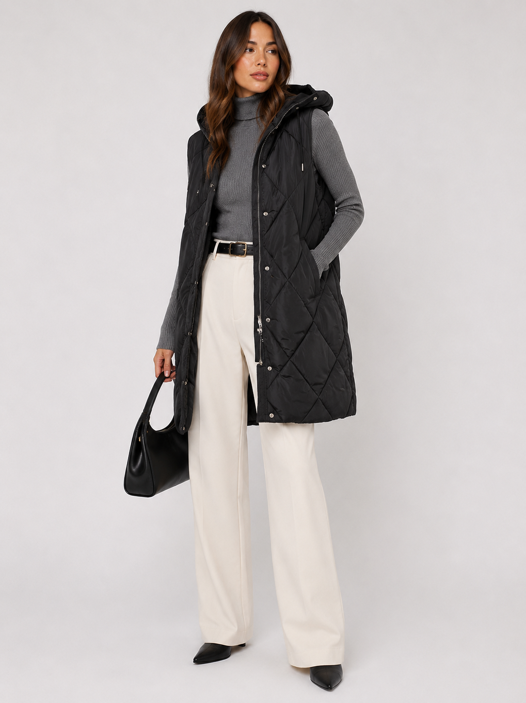 QB258L1 - Long Quilted Puffer Vest