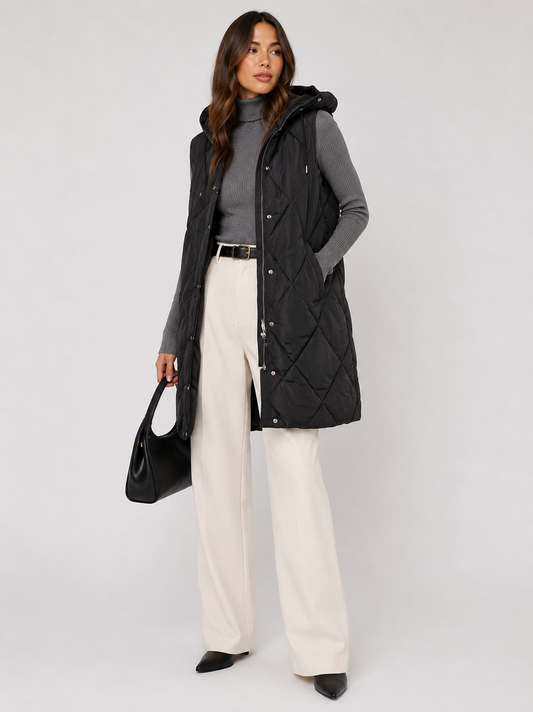 QB258L1 - Long Quilted Puffer Vest