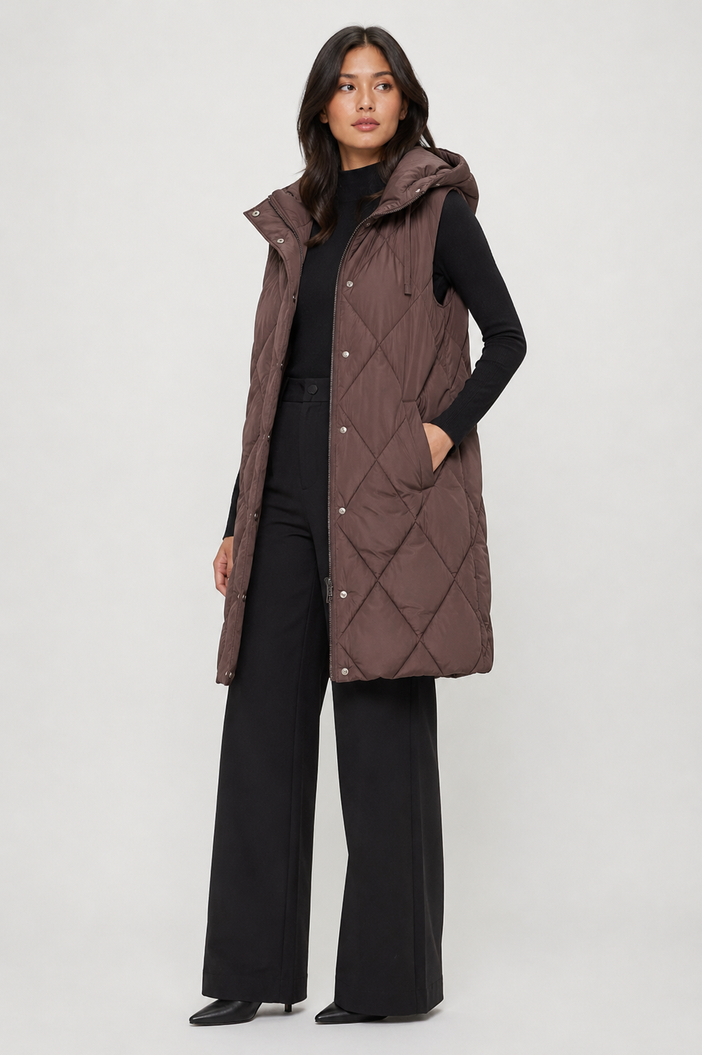 QB258L1 - Long Quilted Puffer Vest
