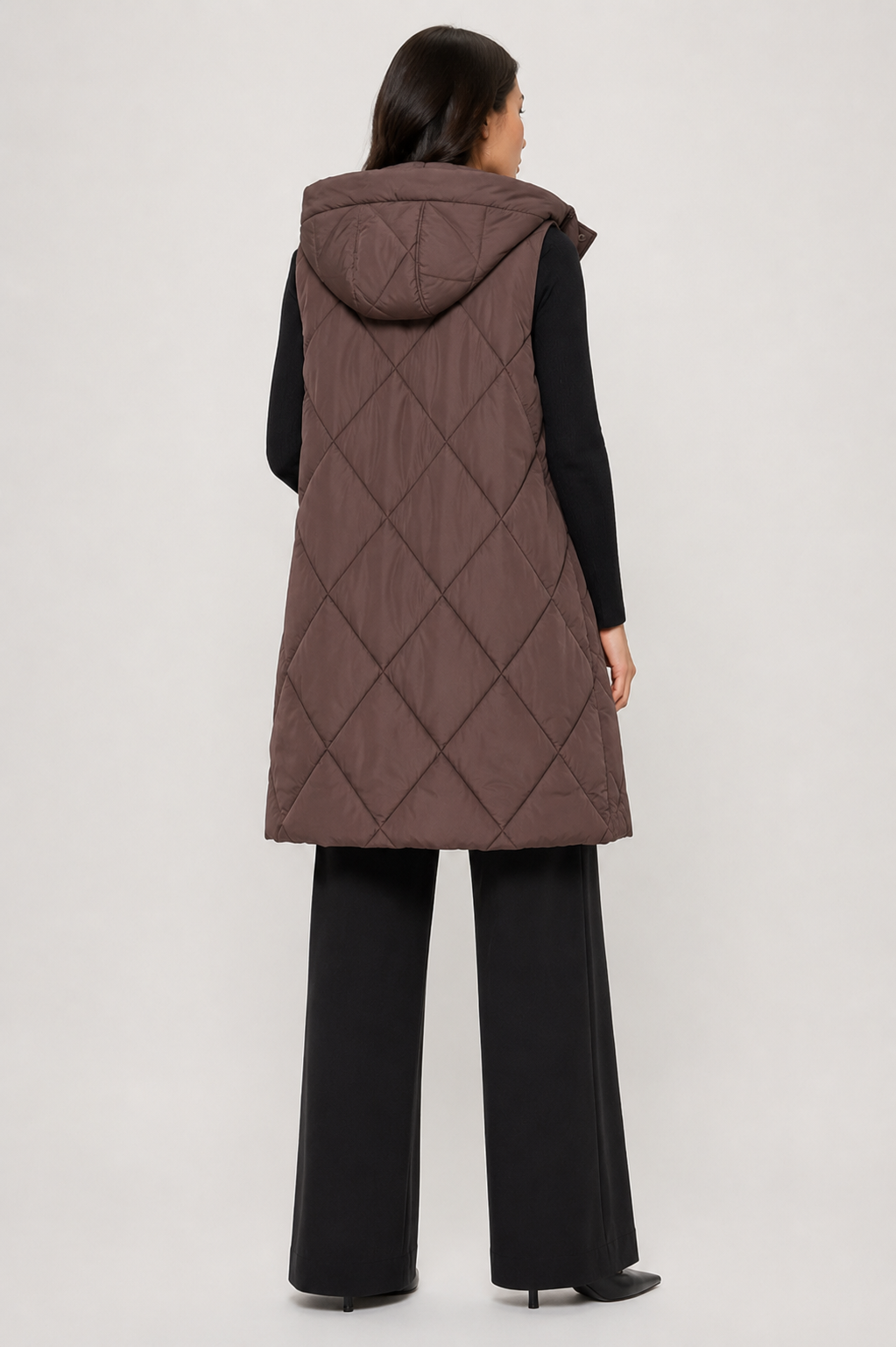 QB258L1 - Long Quilted Puffer Vest