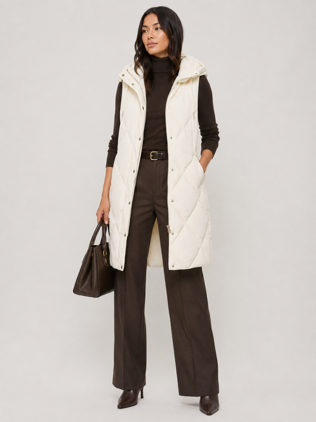 QB258L1 - Long Quilted Puffer Vest