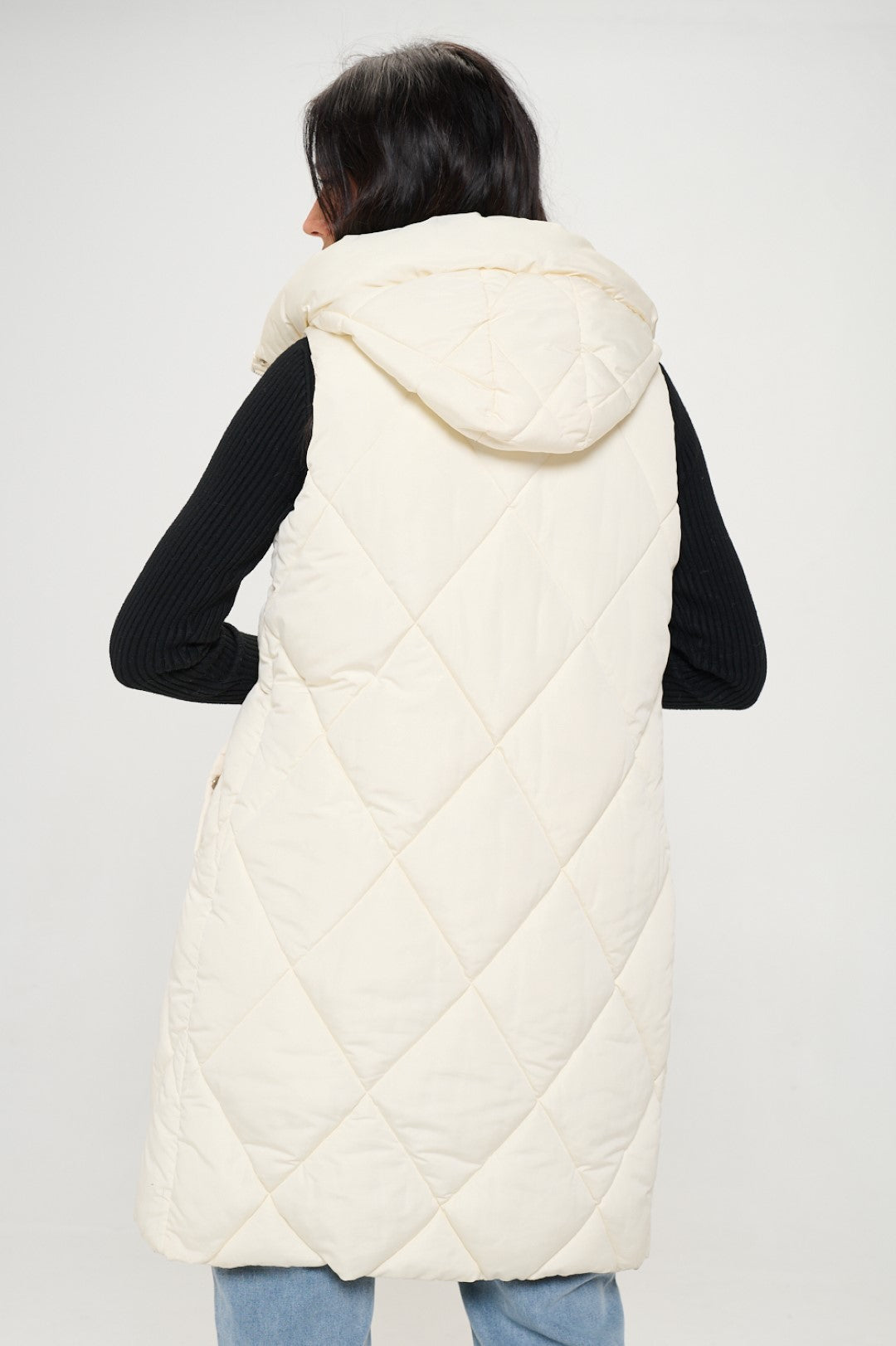 QB258L1: Long Quilted Puffer Vest