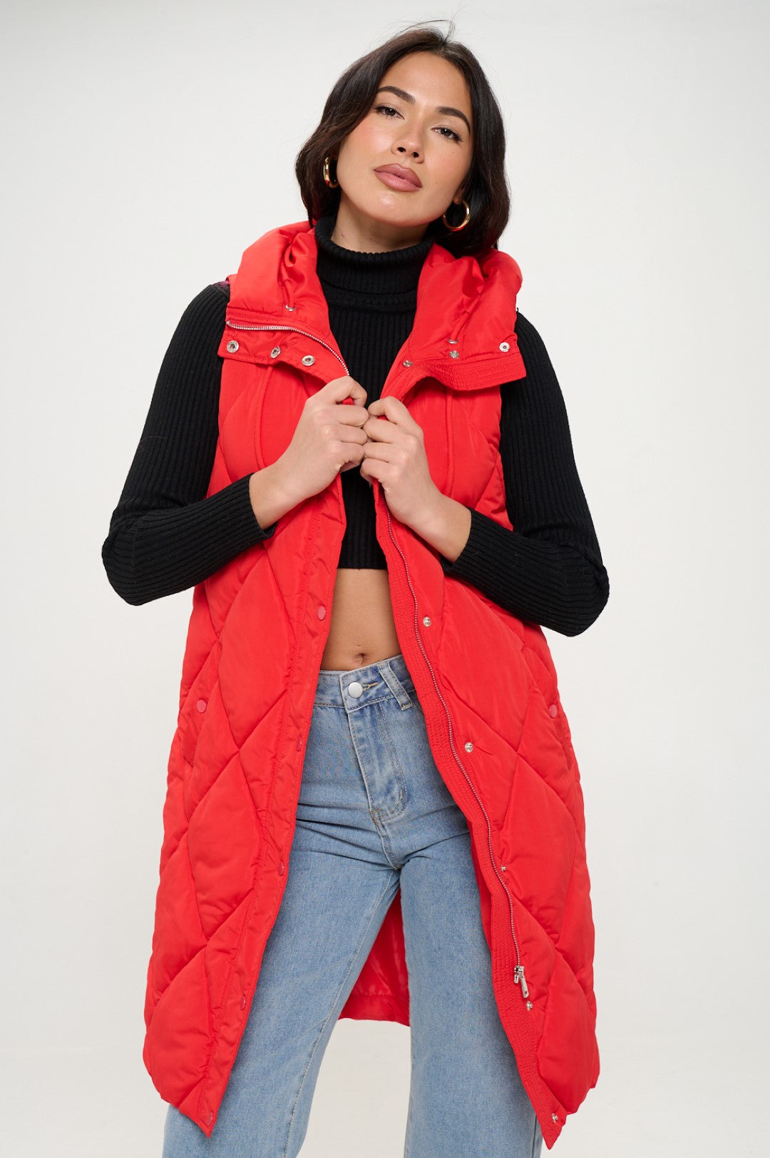 QB258L1: Long Quilted Puffer Vest