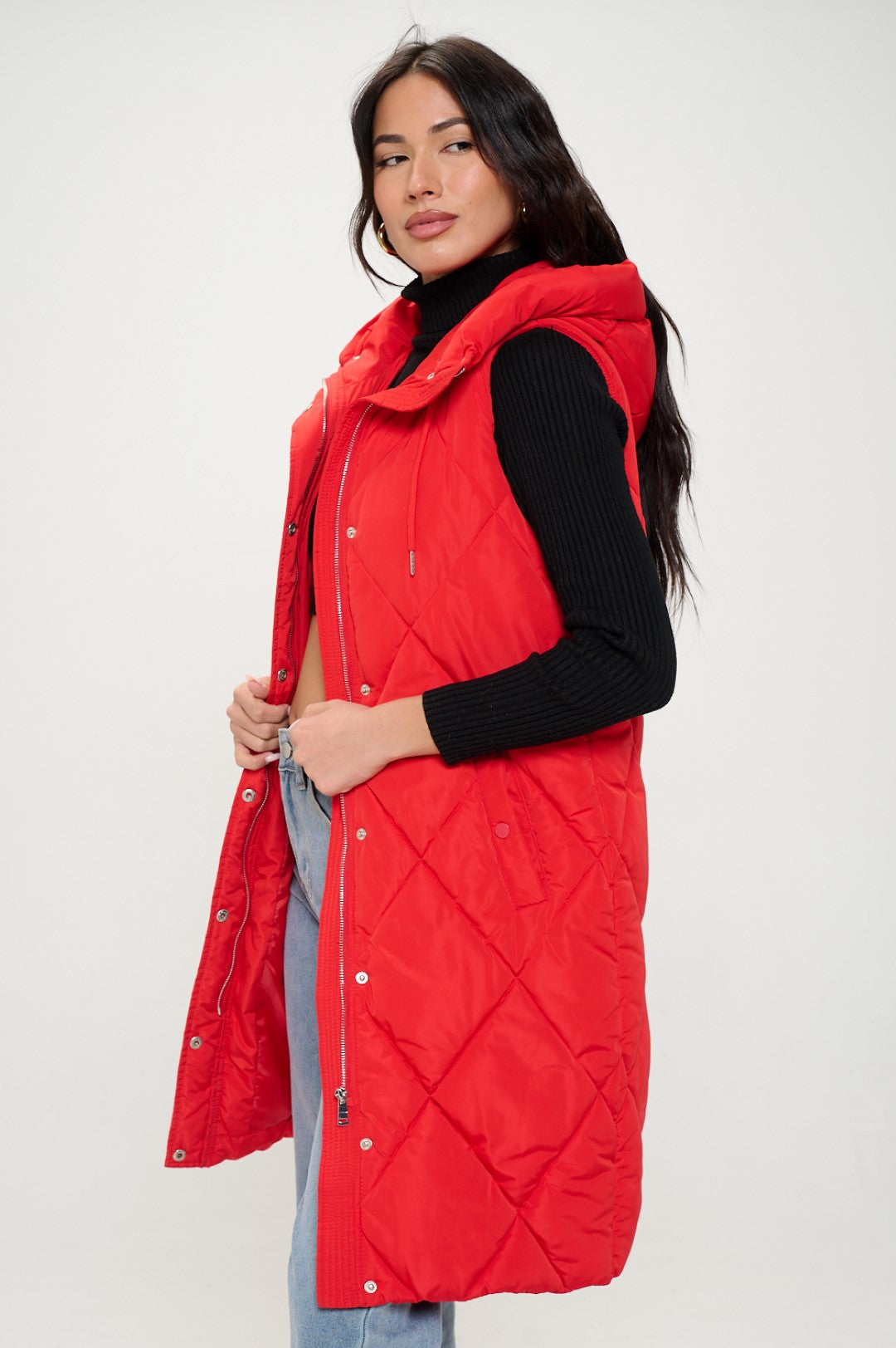 QB258L1: Long Quilted Puffer Vest