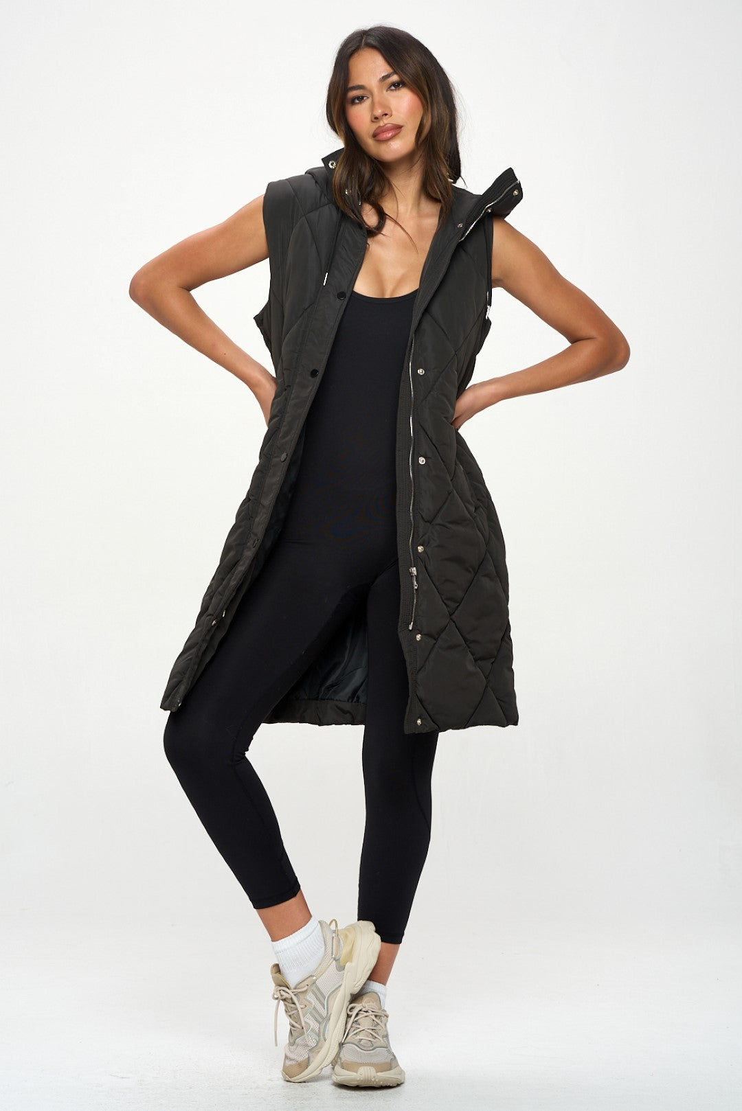 QB258L1: Long Quilted Puffer Vest