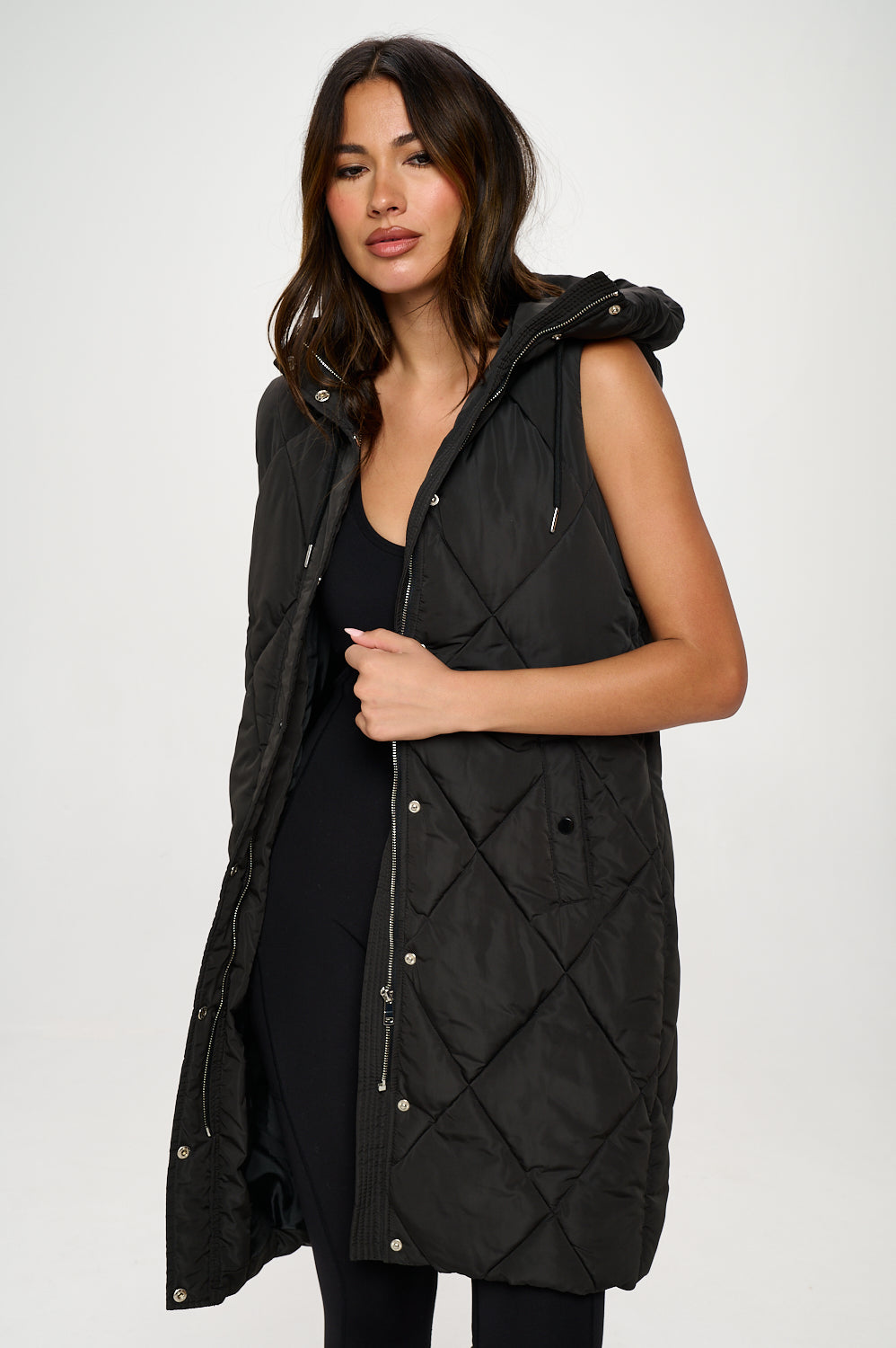 QB258L1: Long Quilted Puffer Vest