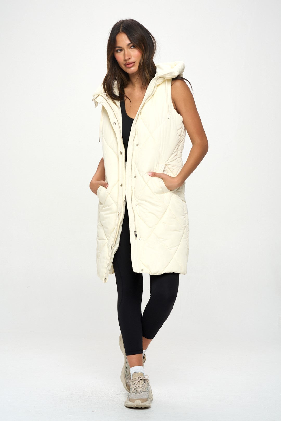 QB258L1: Long Quilted Puffer Vest