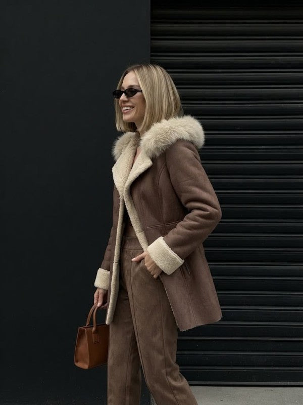 SJ0202 - The Aspen Luxe Shearling-Trim Coat