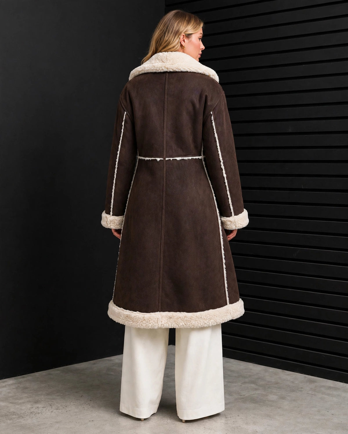 SRJ521 - Sherpa Trim Longline Coat