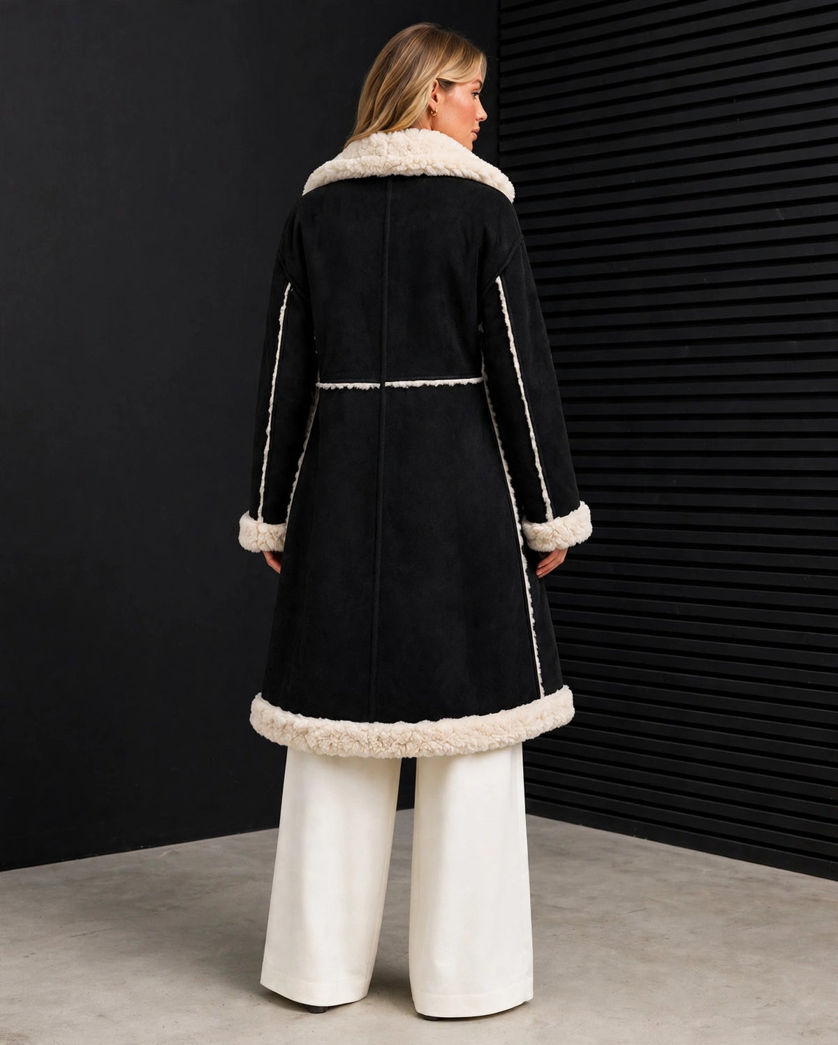 SRJ521 - Sherpa Trim Longline Coat