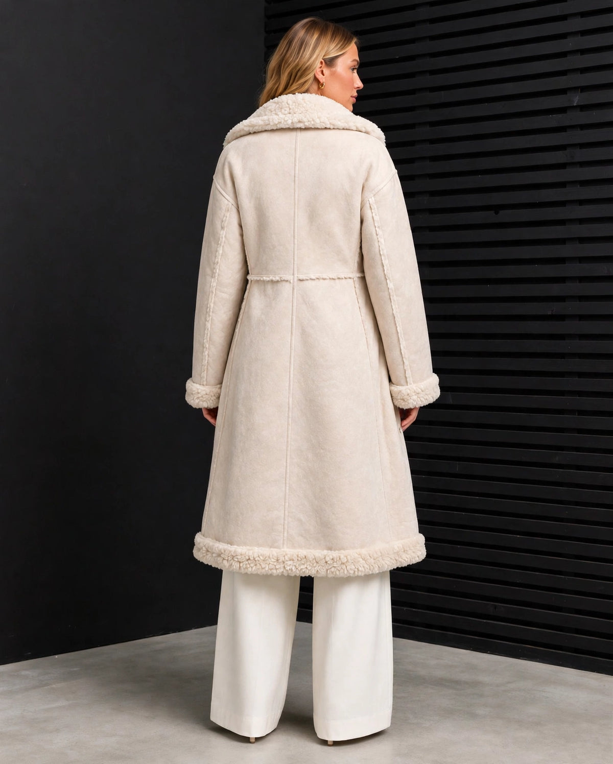 SRJ521 - Sherpa Trim Longline Coat