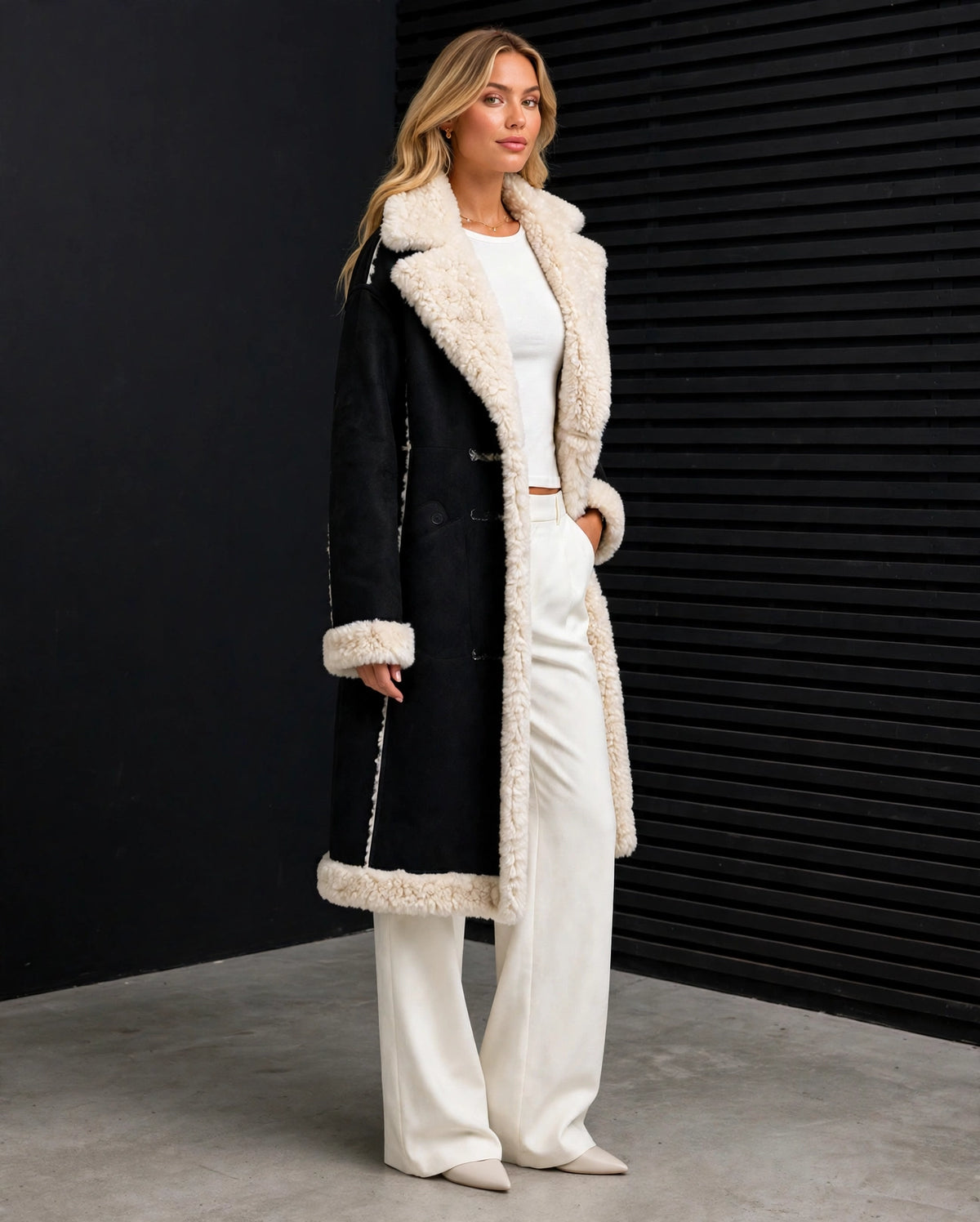 SRJ521 - Sherpa Trim Longline Coat