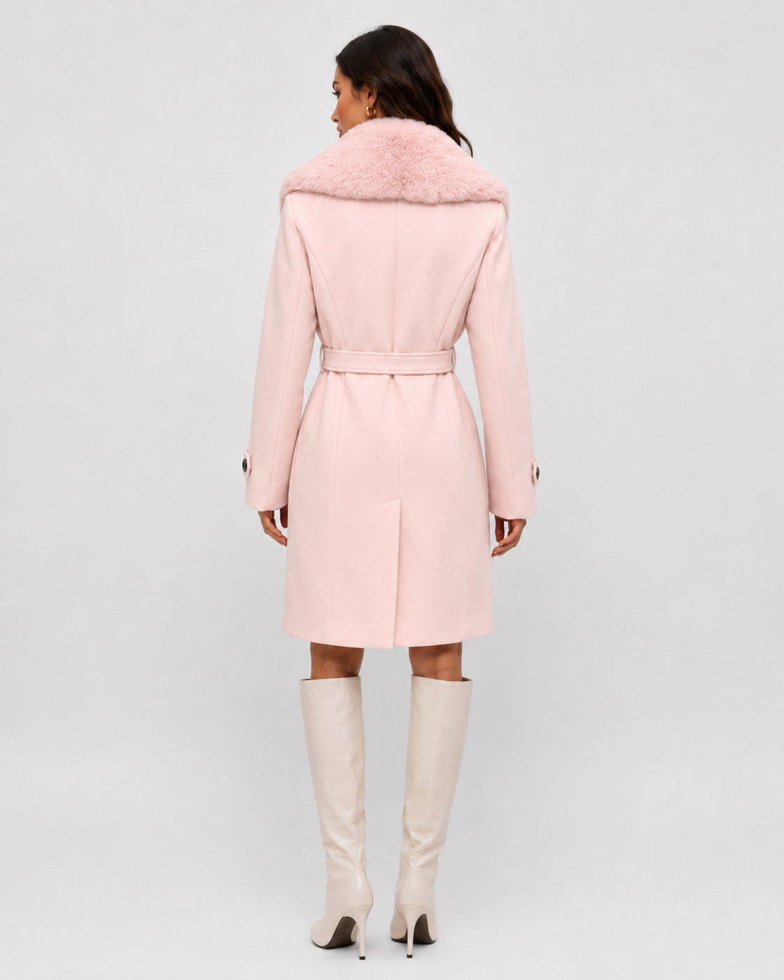 W457L1 - Citrus Solstice Faux Fur Collar Coat
