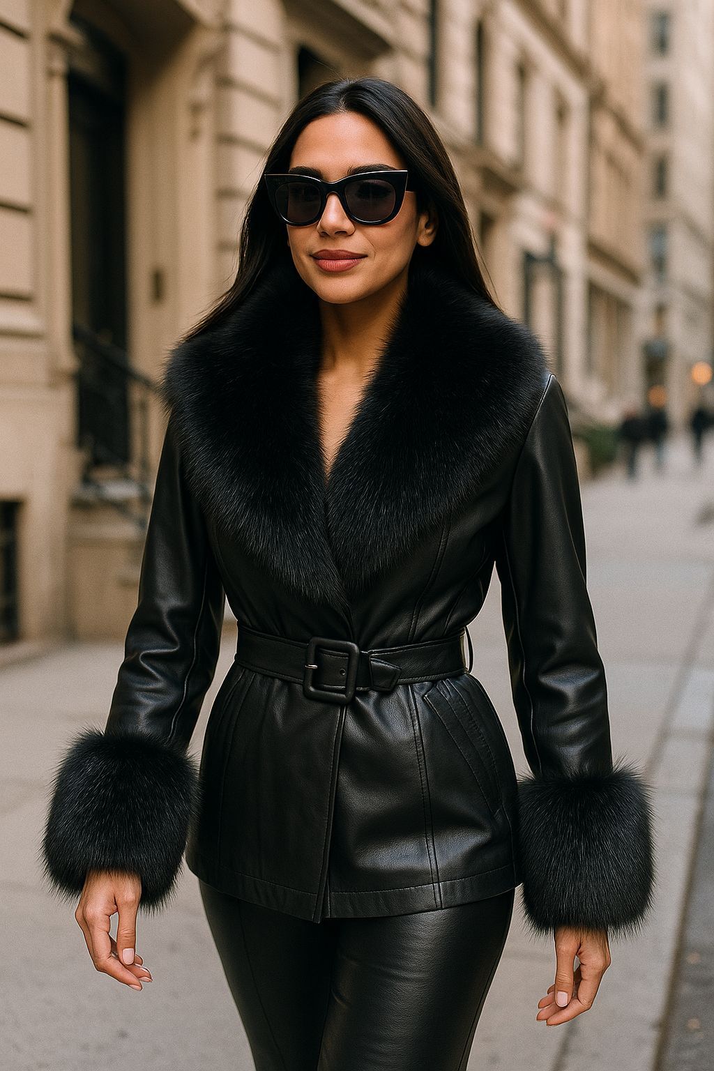 CLALJ0039: The Vogue Fur-Trimmed Belted Coat